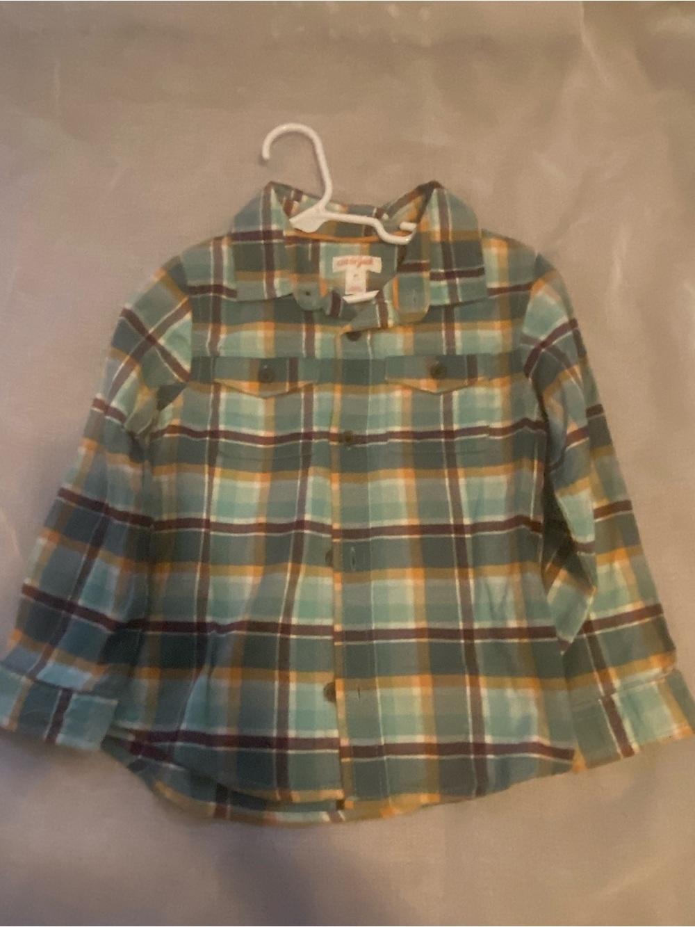 Cat & Jack Teal and Yellow Plaid Button-Down Shirt